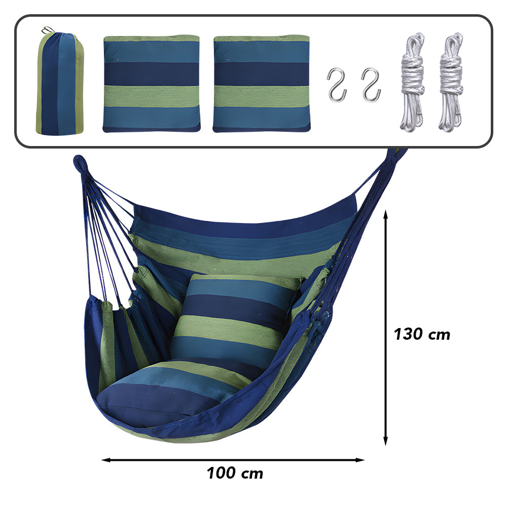 Hamaca Silla Colgante con Cojínes Y Funda 100cm X 130cm Multicolor A58