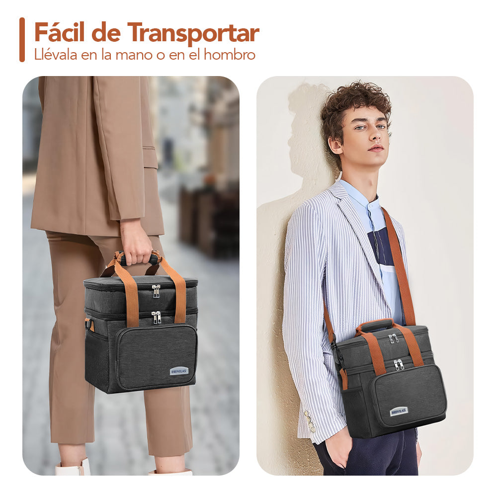 Lonchera Térmica Doble Compartimento Impermeable con Correa Ajustable YG4