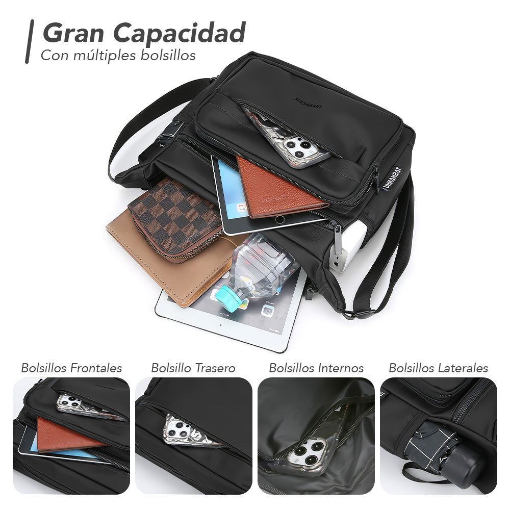 Morral para Hombre con Correa Ajustable Y Múltiples Bolsillos MP1