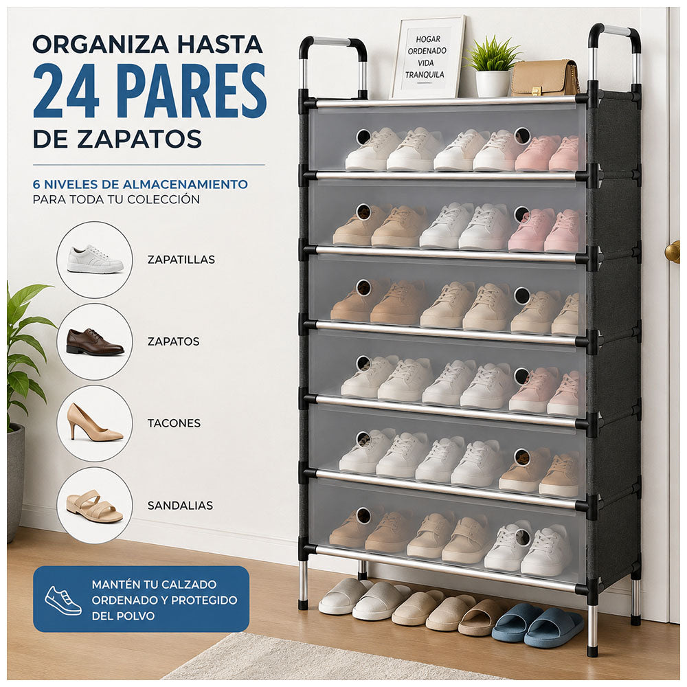 Organizador de Zapatos de 6 Niveles con Puertas Abatibles Z18