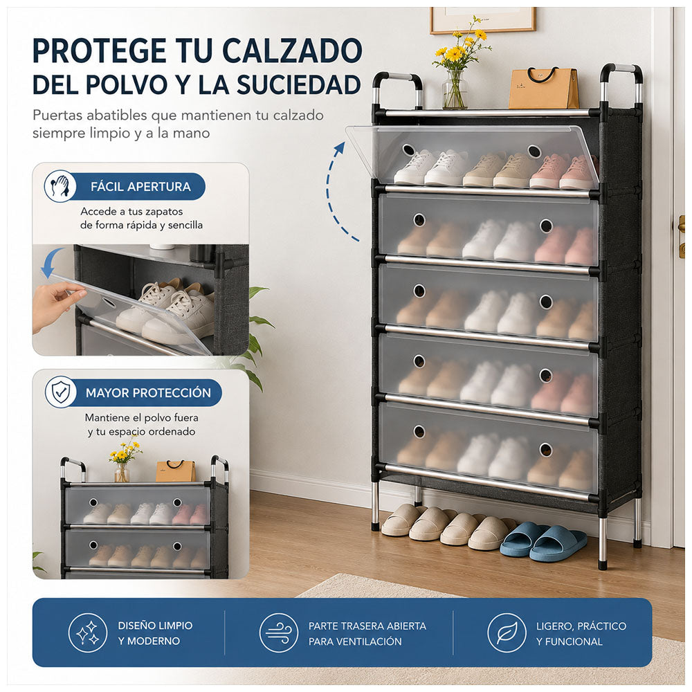 Organizador de Zapatos de 6 Niveles con Puertas Abatibles Z18