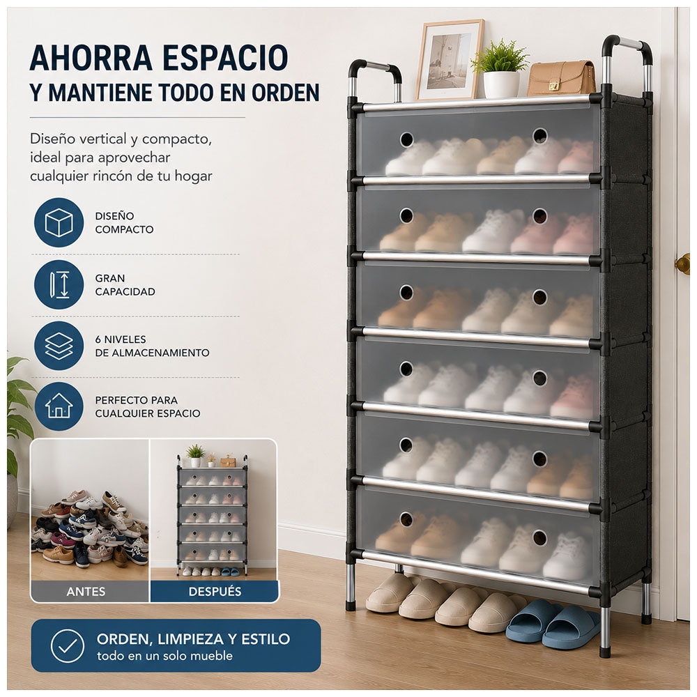 Organizador de Zapatos de 6 Niveles con Puertas Abatibles Z18