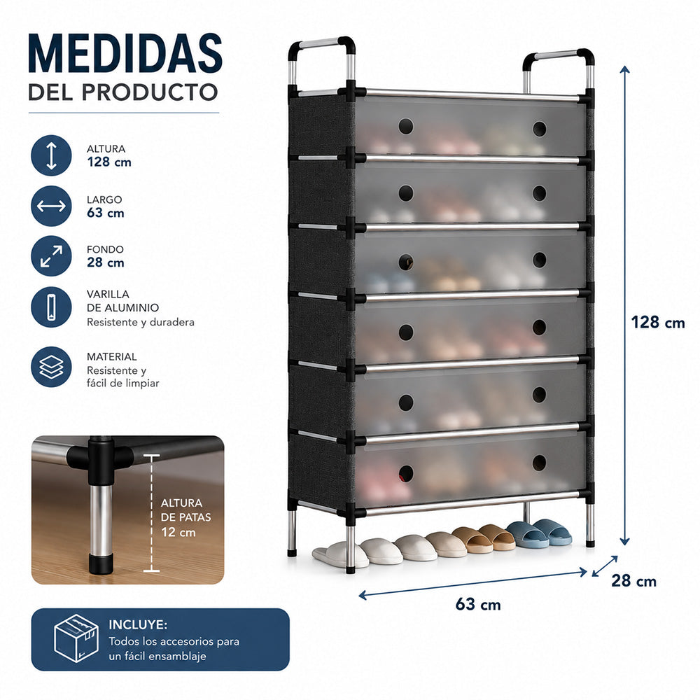 Organizador de Zapatos de 6 Niveles con Puertas Abatibles Z18