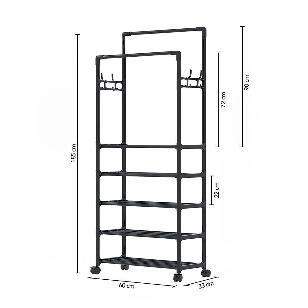 Perchero Organizador Colgador Doble 5 Niveles con Ruedas Z41