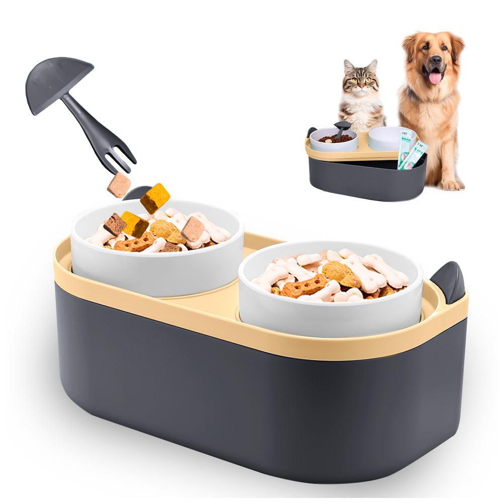 Plato Elevado Doble para Perros Gatos con Base MM3