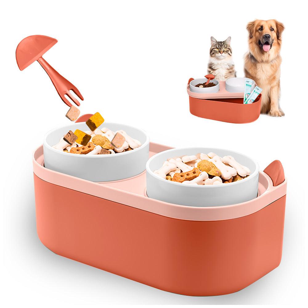 Plato Elevado Doble para Perros Gatos con Base MM3