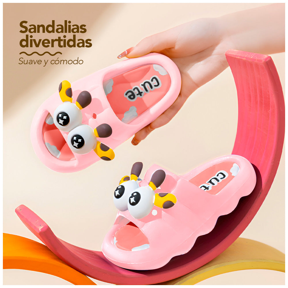 Sandalias Kawaii para Niños Diseño 3D Jirafa Rosado Z35