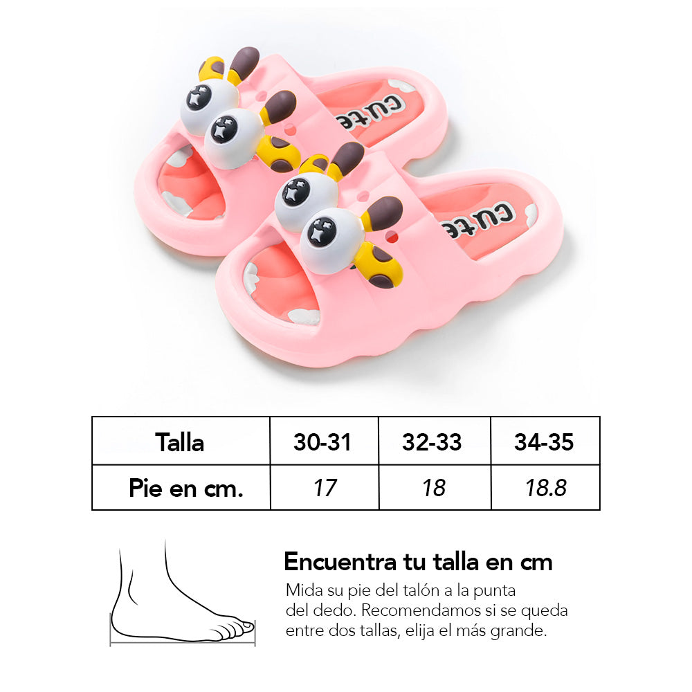 Sandalias Kawaii para Niños Diseño 3D Jirafa Rosado Z35