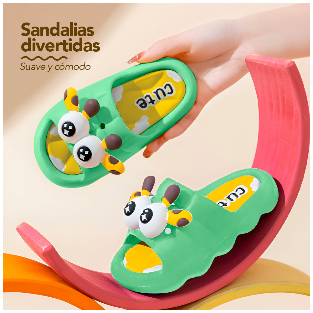 Sandalias Kawaii para Niños Diseño 3D Jirafa Verde Z35