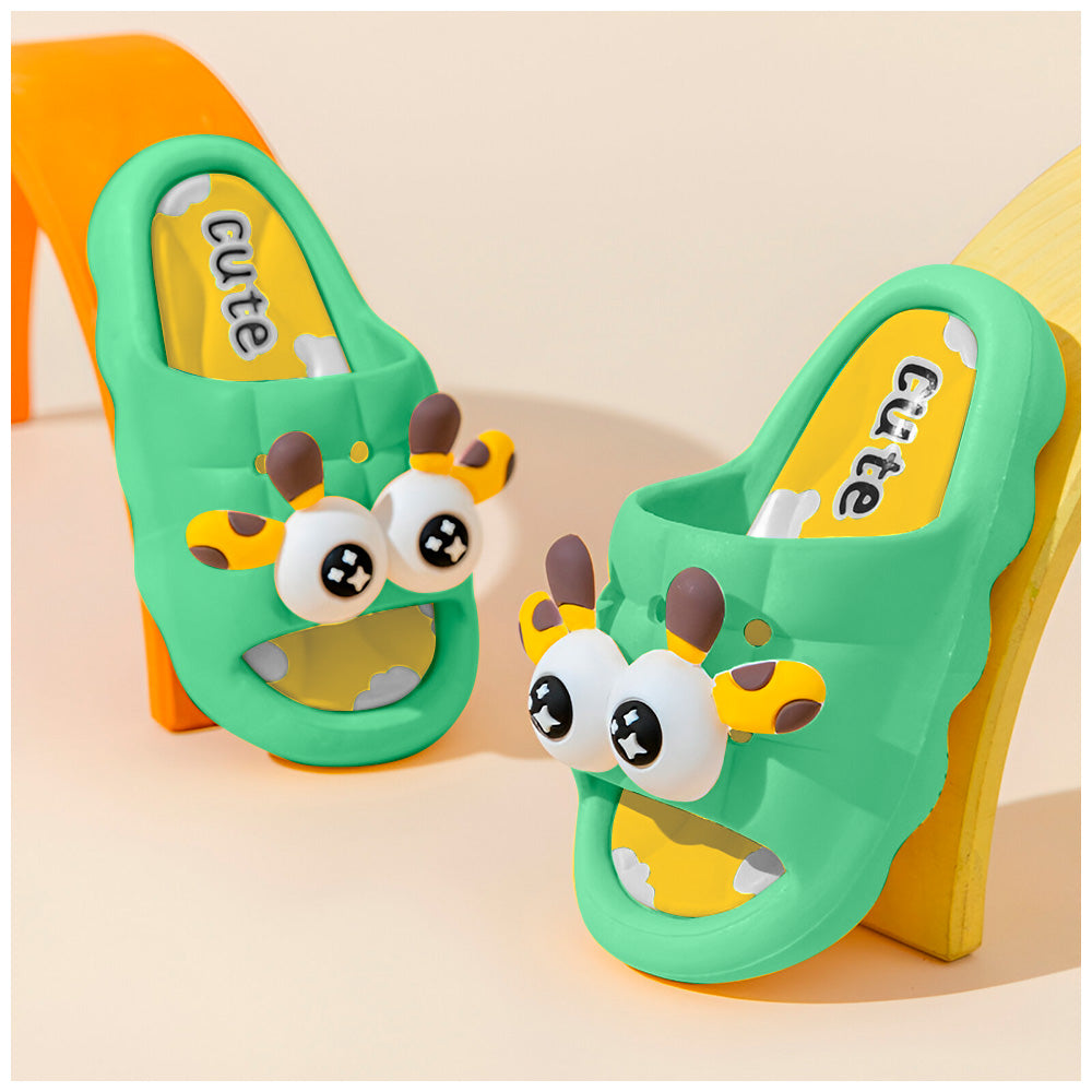 Sandalias Kawaii para Niños Diseño 3D Jirafa Verde Z35