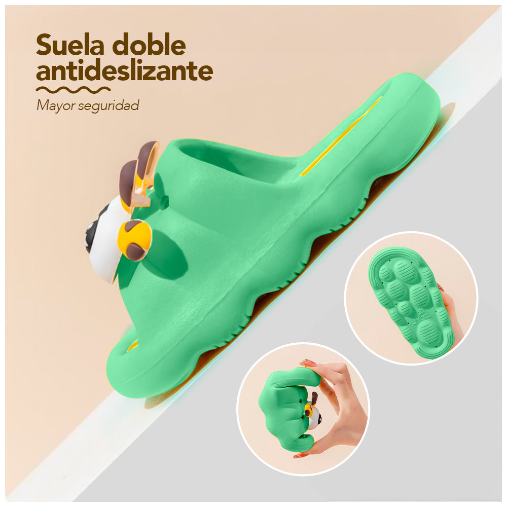 Sandalias Kawaii para Niños Diseño 3D Jirafa Verde Z35