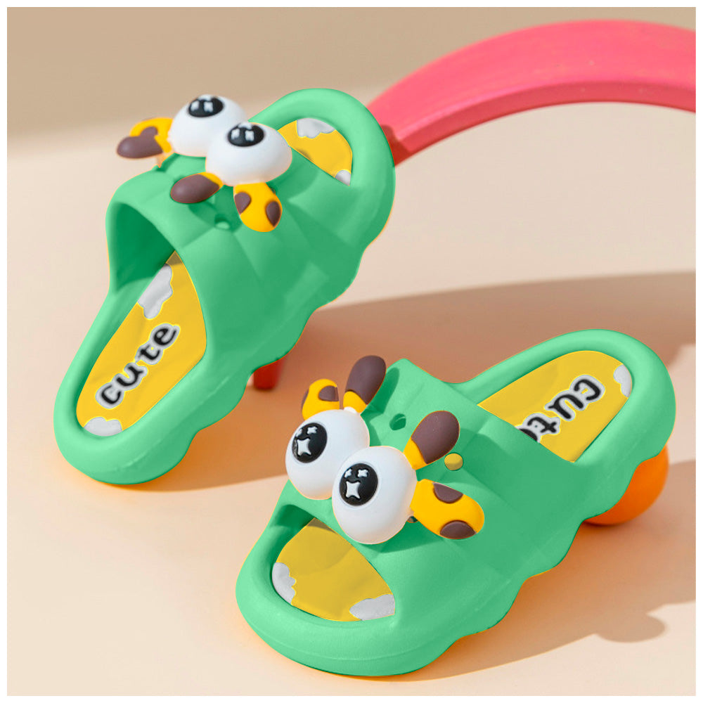 Sandalias Kawaii para Niños Diseño 3D Jirafa Verde Z35