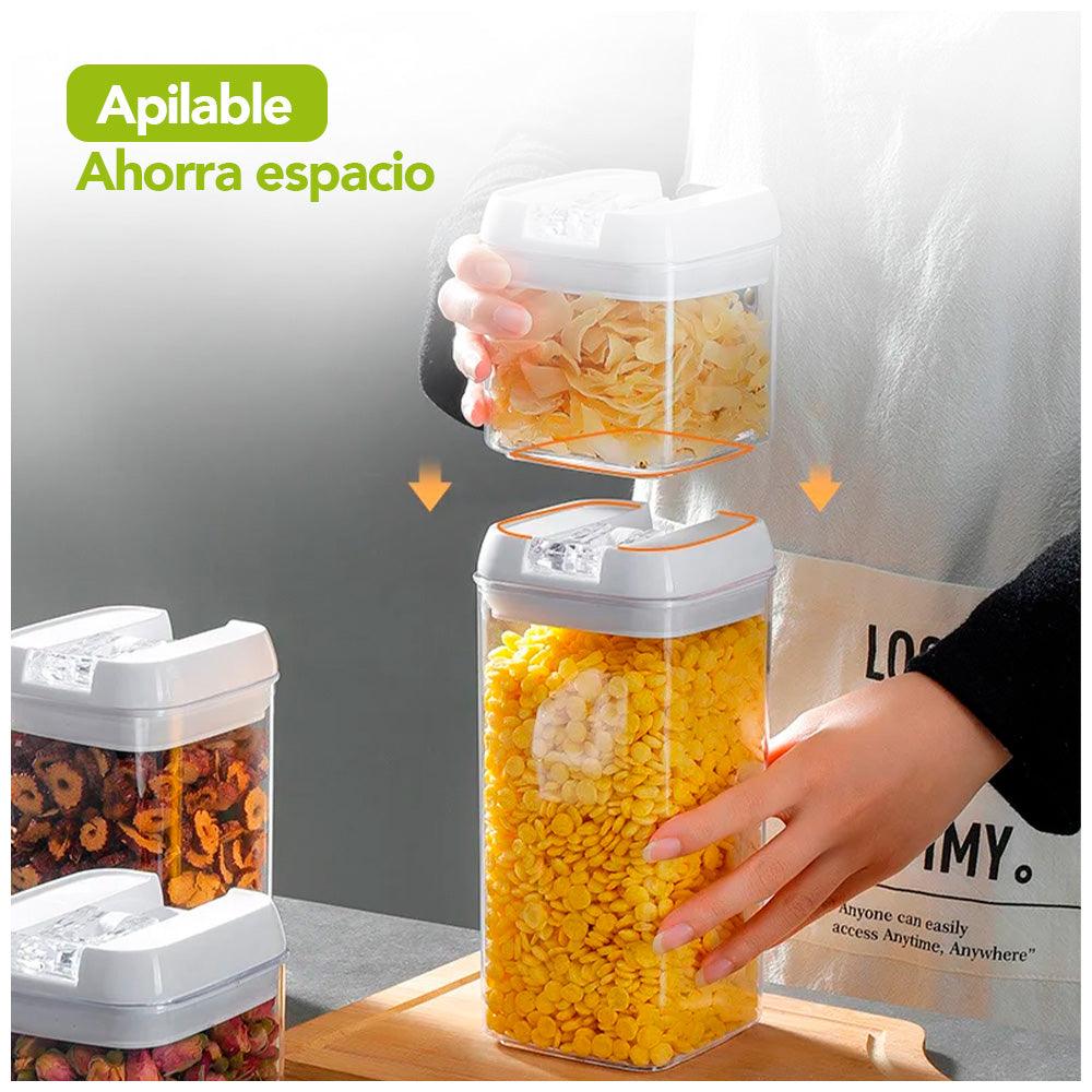 Set de 7 Frascos Envases Herméticos Táper de Cocina con Tapa Blanco F62