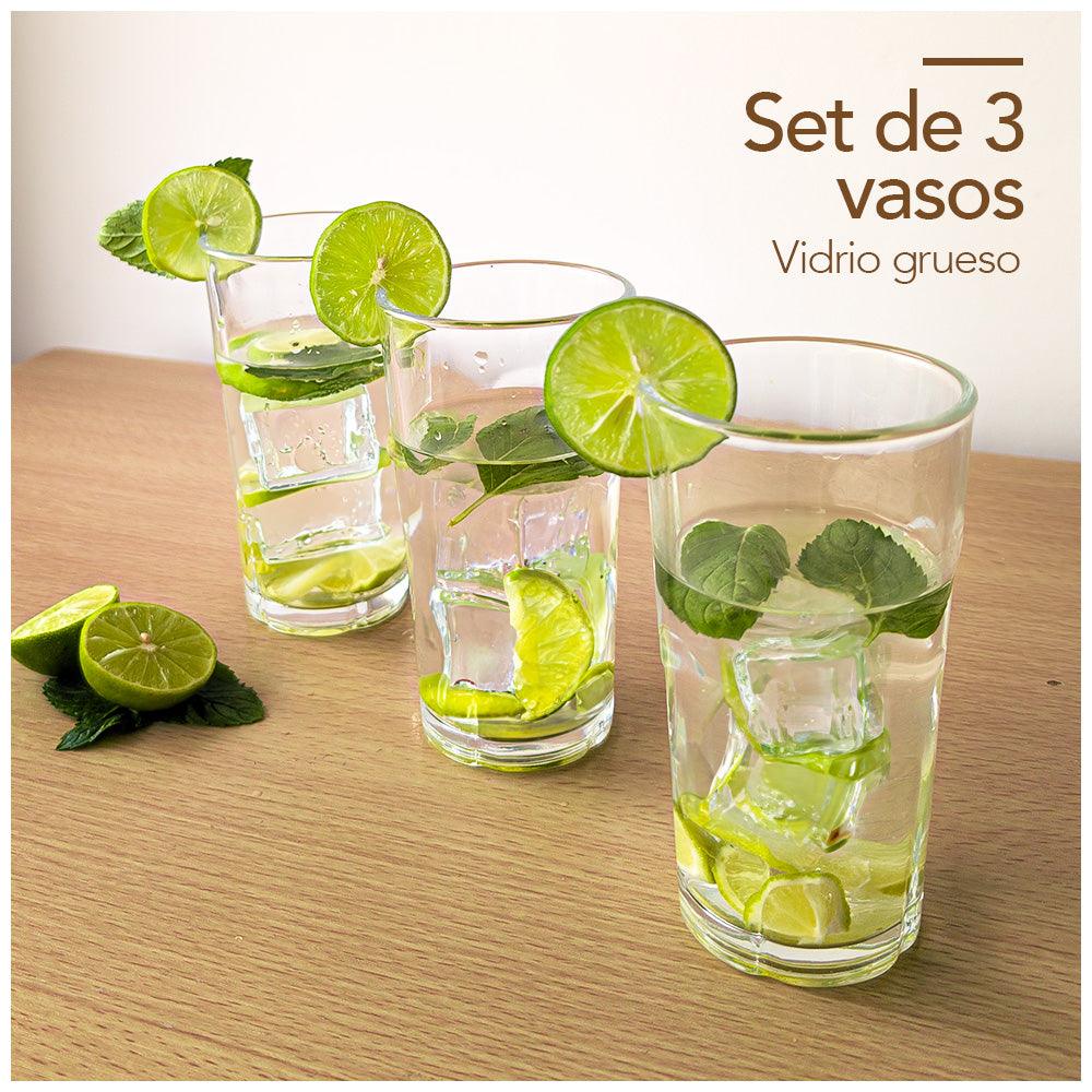 Set de 3 Vasos de Vidrio Alto 330 ML M4V