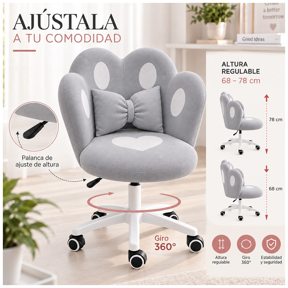 Silla de Oficina Giratoria Ergonómica Acolchada con Cojín y Altura Ajustable Plomo GN1