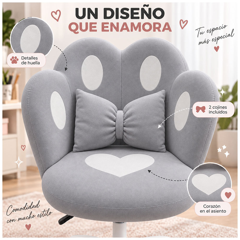 Silla de Oficina Giratoria Ergonómica Acolchada con Cojín y Altura Ajustable Plomo GN1