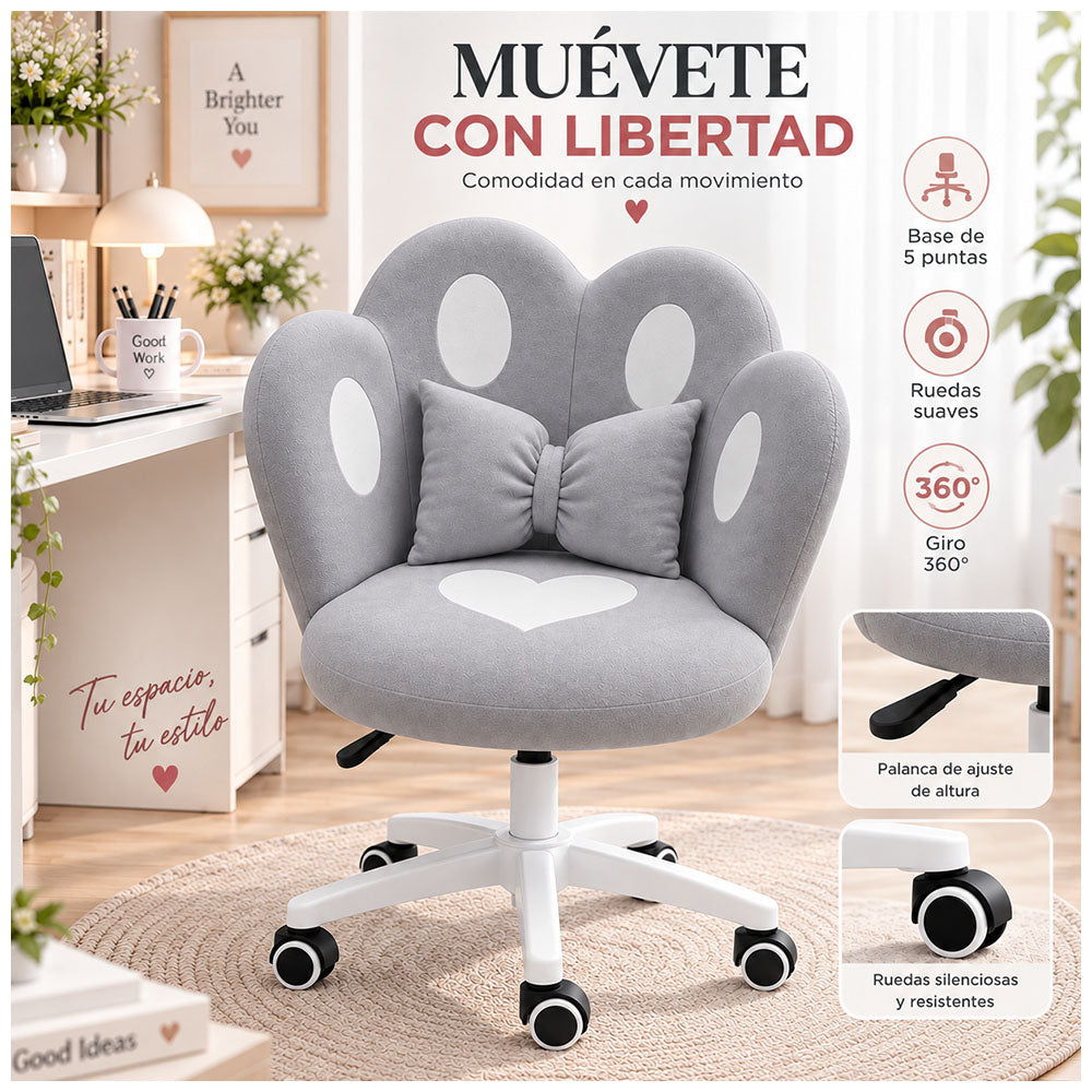 Silla de Oficina Giratoria Ergonómica Acolchada con Cojín y Altura Ajustable Plomo GN1