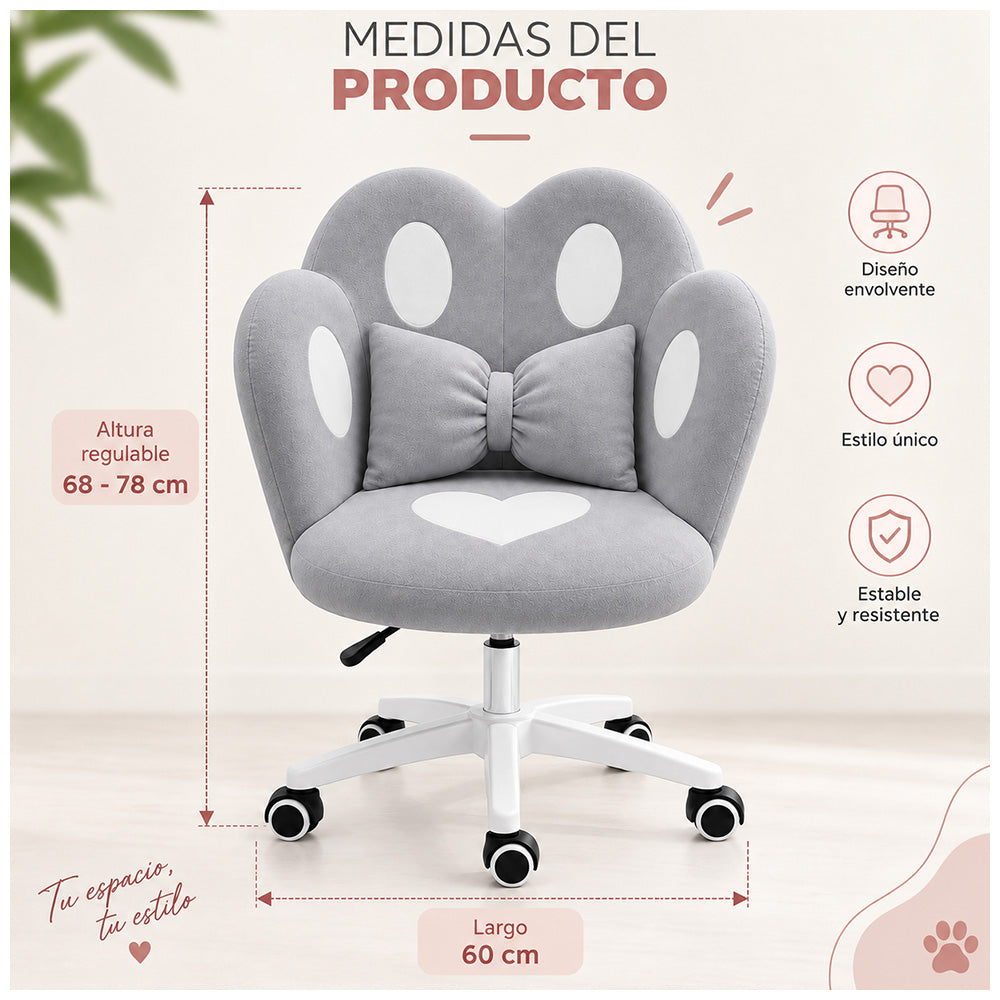 Silla de Oficina Giratoria Ergonómica Acolchada con Cojín y Altura Ajustable Plomo GN1