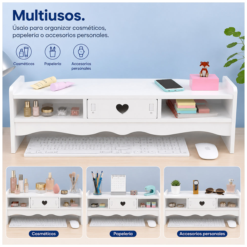 Soporte para Monitor con Cajón y Organizador de Escritorio Multifuncional A43