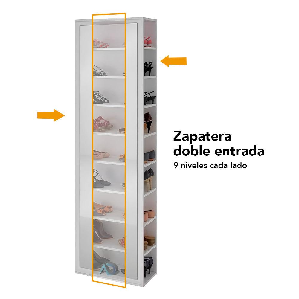 Zapatera de Melamina 2 x 9 Niveles con Espejo Deixe