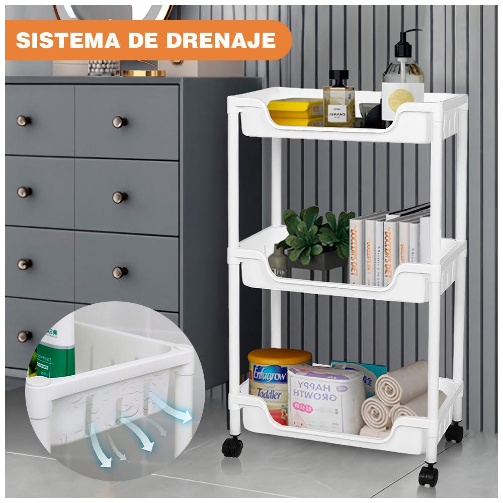 Carrito Organizador 3 Niveles con Ruedas para Baño C49 - Keller Perú