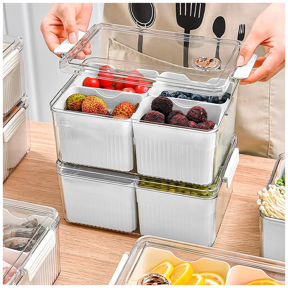 Caja Organizador Contenedor Alimentos Frutas Tapa 4 Divisiones F30 - Keller Perú