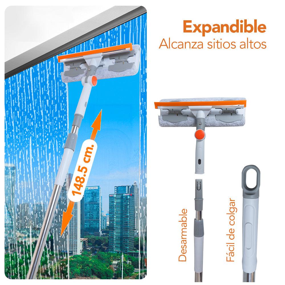 Limpia Vidrios Expandible 360° 2 en 1 Multifuncional con Secador y Mopa de Regalo F39 - Keller Perú