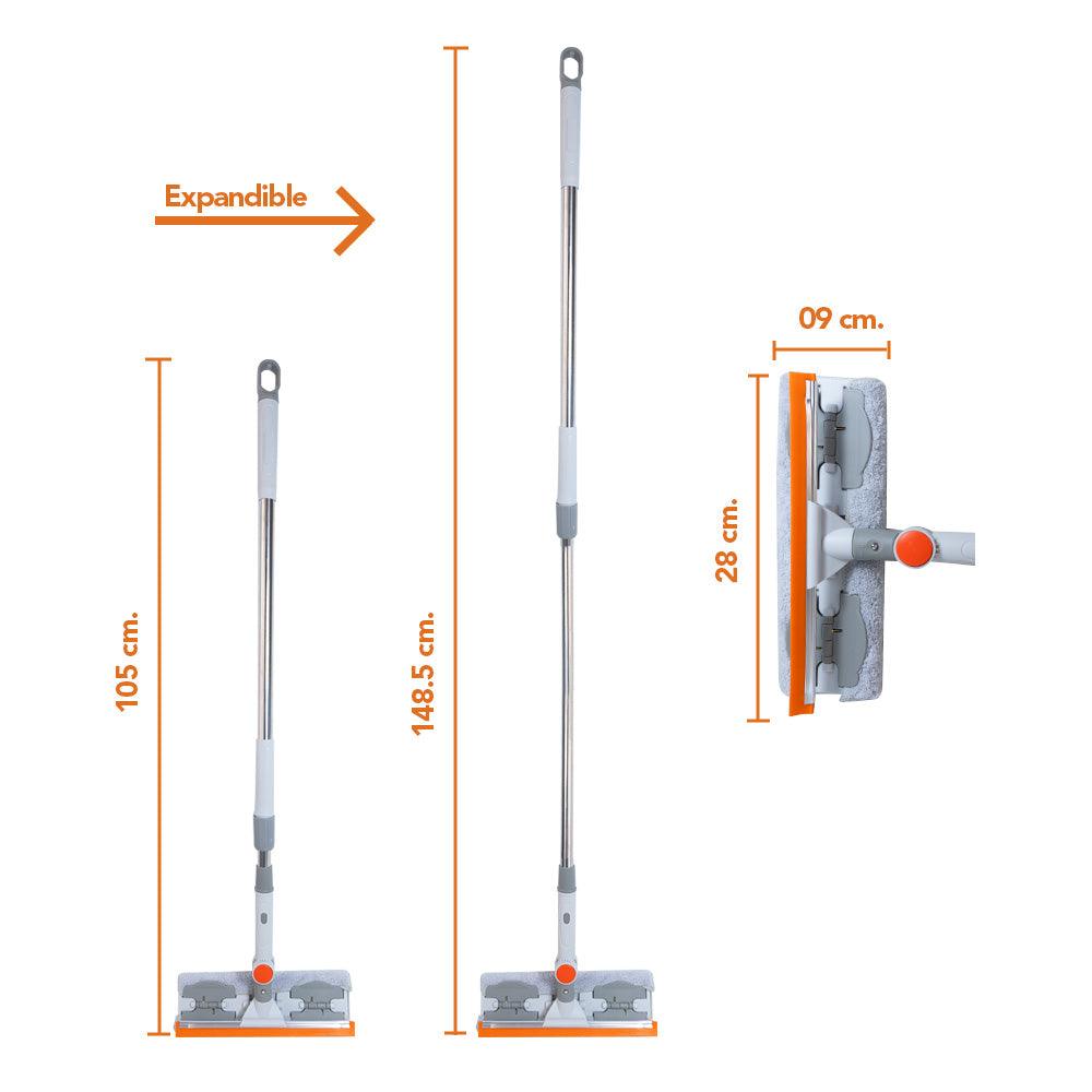 Limpia Vidrios Expandible 360° 2 en 1 Multifuncional con Secador y Mopa de Regalo F39 - Keller Perú