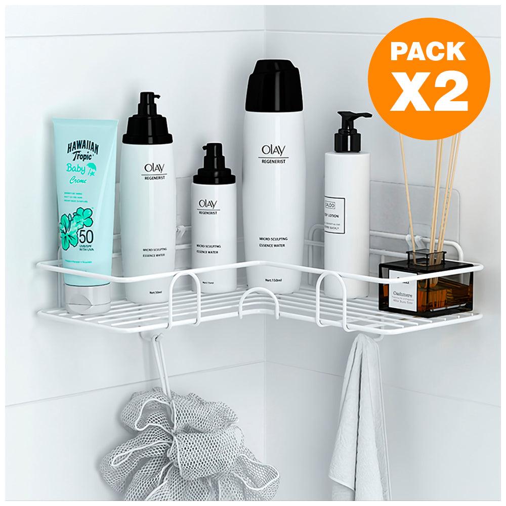 Pack X2 Organizador Esquinero con Ganchos para Baño W16 - Keller Perú