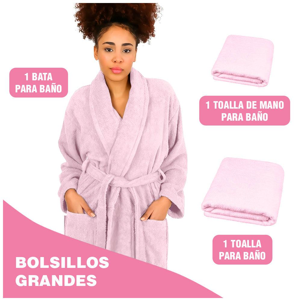 Set de Batas Salidas de Baño y Toallas Rosado y Beige XZ1 - Keller Perú