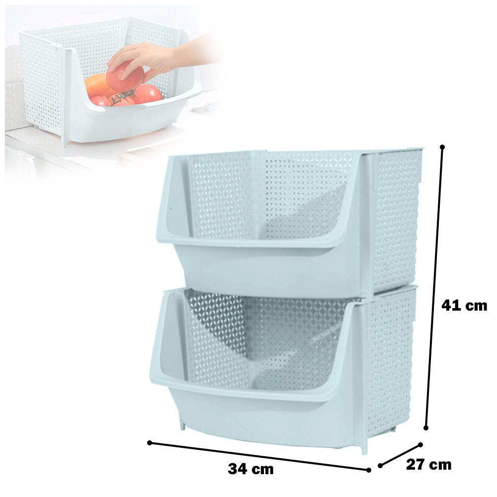 Pack X2 Caja Organizador Cesta Apilable Verdulero Frutero U80 - Keller Perú