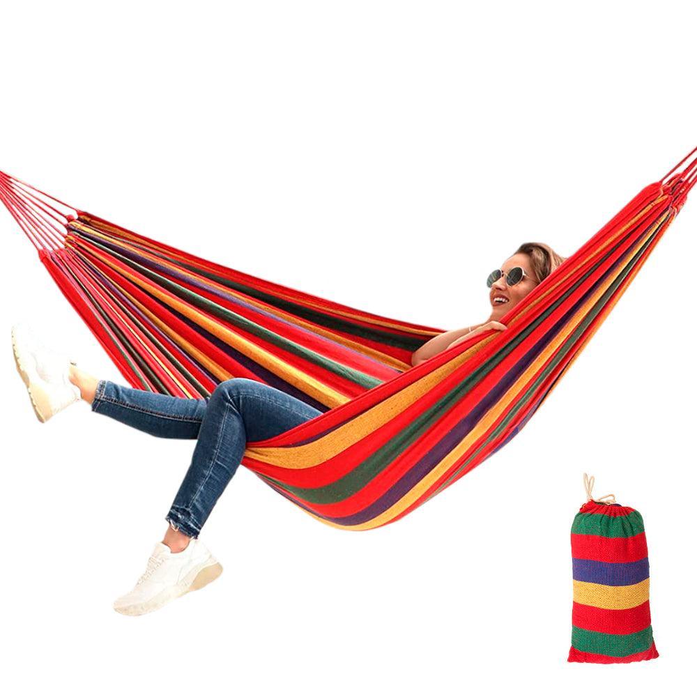 Hamaca Colgante Rayas Multicolor con Funda Portátil - Keller Perú