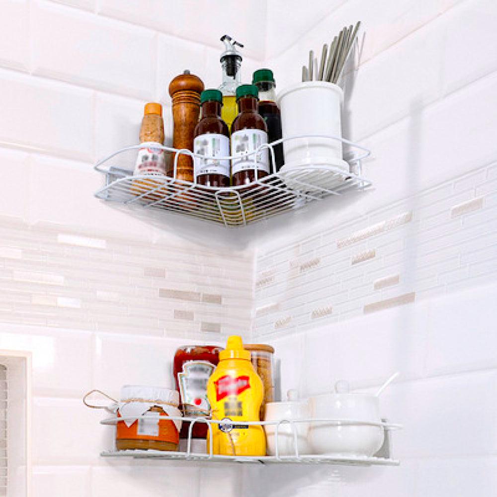 Organizador Esquinero Baño Cocina con Adhesivo Blanco - Keller Perú