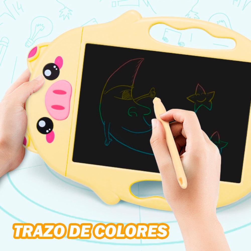 Tablero Pizarra de Dibujo LCD Didáctico Trazo de Colores Chanchito 2 Lápices Amarillo - Keller Perú