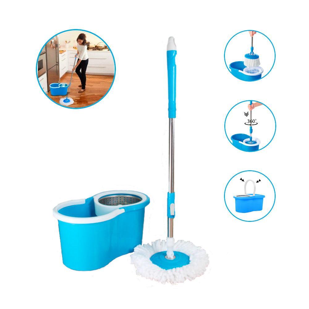 Trapeador con Escurridor Giratorio Automático 2 Mopas - Keller Perú